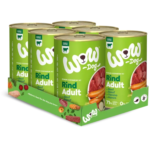 Wow Dog Adult | Mit Rind und Karotten 6x800g
